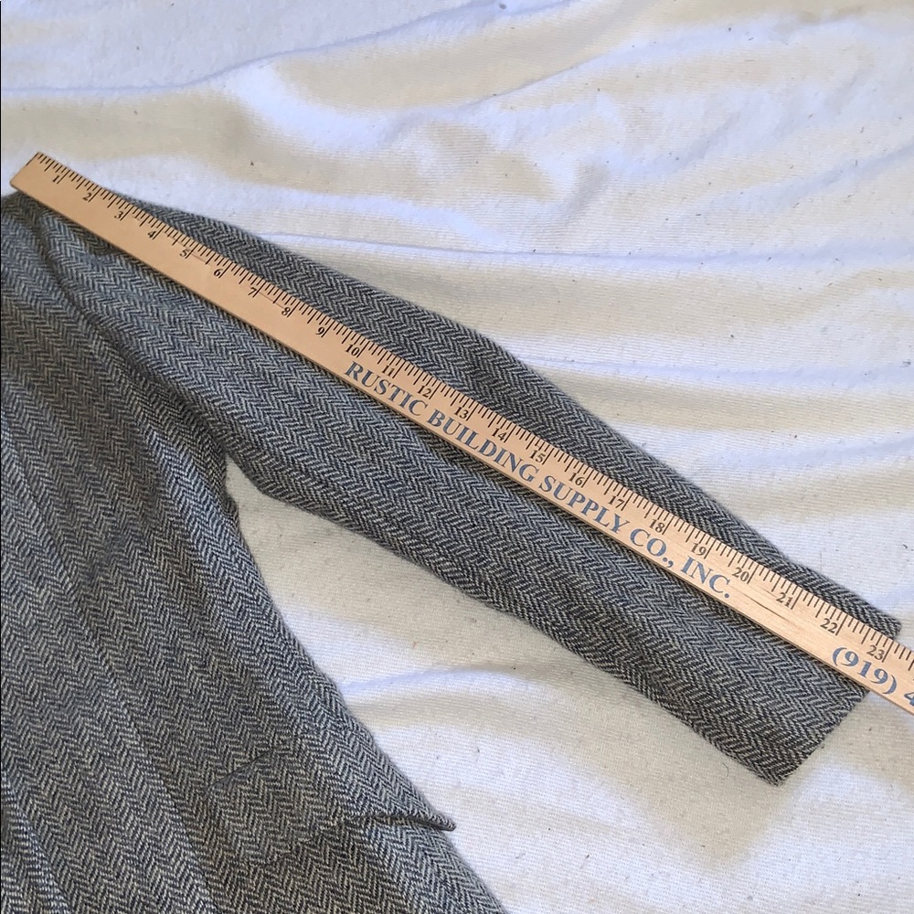 Women's Gray Herringbone Blazer with Navy Collar - Picture 10 of 13